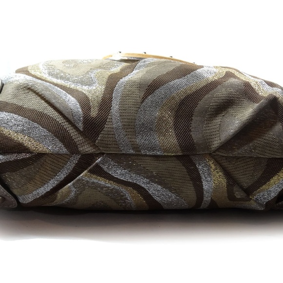 Guess Samba Metallic Satchel Wood Logo Bag Purse - Picture 2 of 8